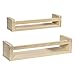 Y&ME YM Natural Wood Floating Shelf Wall Mounted, Set of 2 Solid Wood Wall Storage Shelves for Farmhouse Bathroom Decor, Kitchen Spice Rack and Book Shelf Organizer for Baby Nursery Decor (Burlywood)