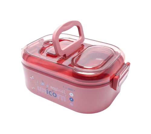 Image of Crackles Thermal Stainless Steel Unicorn Cartoon print Insulated Stainless Steel Lunch Box With a fork For Boys /Girls School (700 Ml ) Random Color