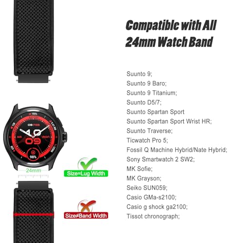 24mm Quick Release Elastic Watch Bands Compatible with Garmin Venu X1/Suunto 9/9 Baro/9 Titanium/D5/7/TicWatch Altas/Pro 5/Pro 5 Enduro/COROS Nomad/iTouch AIR 4 41mm 46mm/AIR 3 44mm/G-shock ga2100 by Runostrich - Image 2