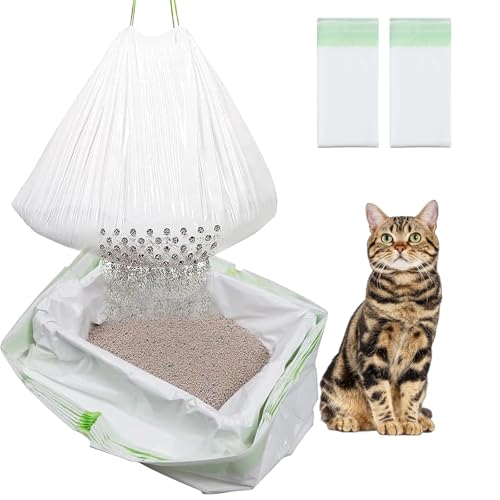 SHBLOMK 14 Count Cat Litter Box Liners with Holes
