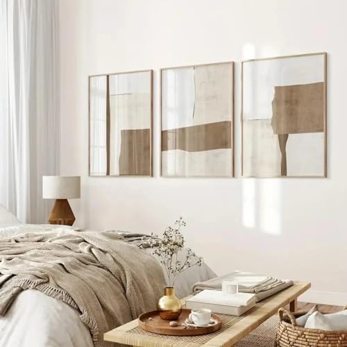 Affiches murales abstraites marron beige 20x35cm image sur toile minimaliste chambre - 2