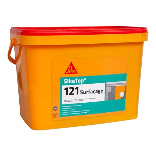 SIKA - Mortier imperméabilisation bicomposant (résine/ciment) réparation et collage - SikaTop 121 Surfaçage Gris - Aspect fini prêt à peindre - Application facile - 10.7kg