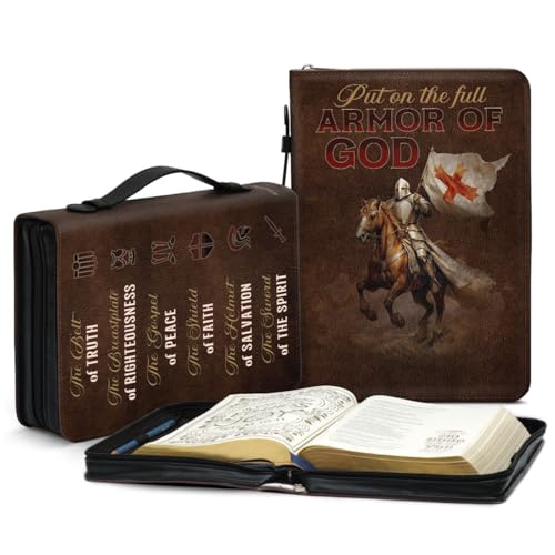 Jesuspirit Bible Covers for Men - Armor of God Bible Cover - Christian Bible Cover with Faith Scripture - Religious Appreciation Gifts for Pastor, Father's Day Gifts (B - Armor of God, Large)
