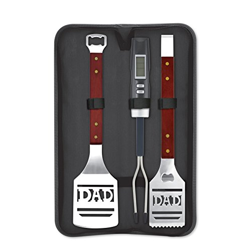 Kovot Dad BBQ Grill Set with Carry Case - 4 Piece Grill Set includes Spatula, Tongs, Digital Thermometer and Carry Case (Dad BBQ 4-Piece Set)