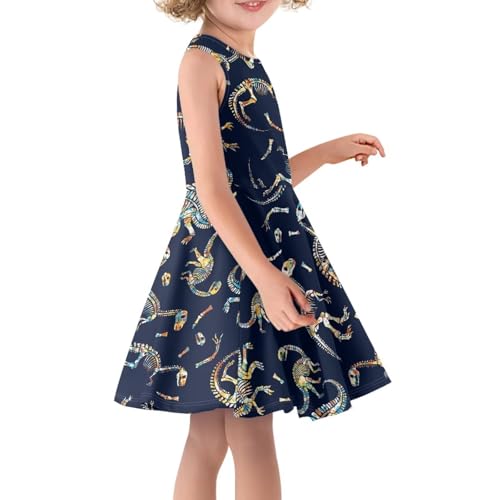 Girls Sleeveless Casual Twirl Dresses Cute Printed Round Neck Summer Dress for Travel4