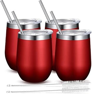 Fungun 4 Pack Stemless Wine Tumbler, 12 Oz Stainless Steel Wine Glass