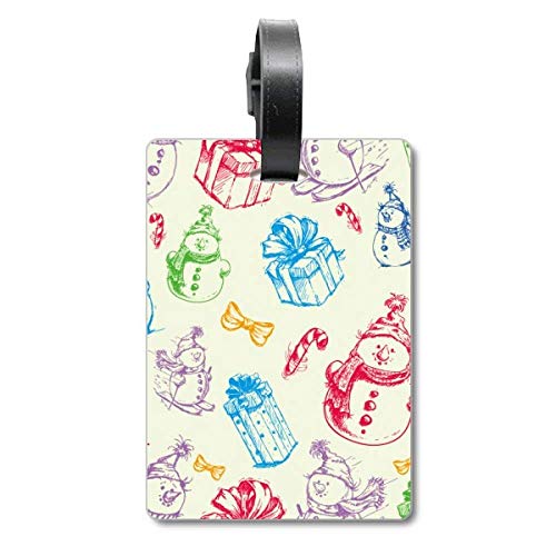 Étiquette pour valise motif bonhomme de neige idéale pour les vacances au ski