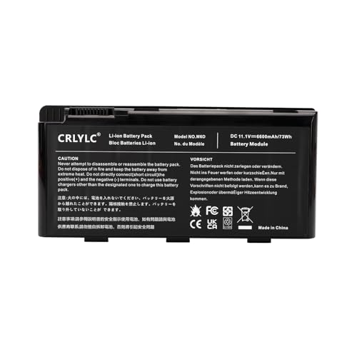 CRLYLC 6600mAh BTY-M6D Laptop Akku für Medion Erazer X6811 X6812 X6813 X6817 X6819 X6821 X6823 X6825 X7813 X7815 X7817 X7819 X7821 X7825 X7826 X7827 X7829 X7831 X7833 X7835 MSI GT70 GT60 E6603 Battery
