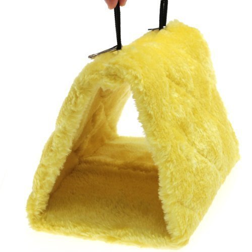 Pet Bird Nest Hammock Hanging Cave Cage Plush Snuggle Happy Hut Tent Bed, Yellow (Large (11.8:x 6.3"x 8.66"))