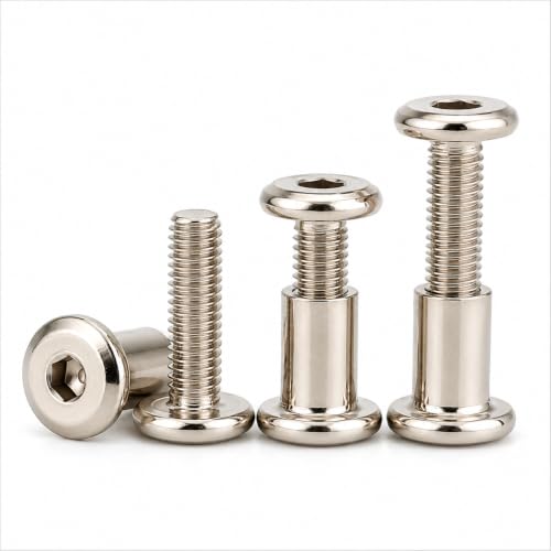 Image of By VP INDUSTRIES (Combo -20 Pcs) M5x10 mm Allen JCB Head Screw with Sleeve Nut & Allen Key | Nickel Plated, Male-Female Connector for Wood Work, Electrical Fittings, DIY Projects & Industrial Use