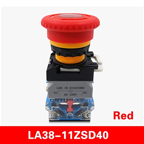 Interrupteur LED d'arrêt d'urgence LA38 22mm rouge AC 220V