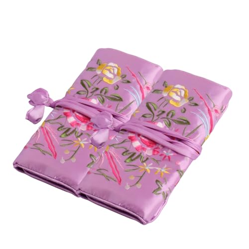 XLTXWD Jewellery Rolls for Travelling, Travel Jewellery Pouch, Jewellery Organiser with Decorative Embroidery, Compact Storage for Necklaces, Rings, and Bracelets, Lightweight and Portable