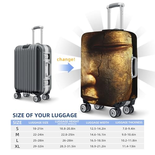 Golden-Faced Buddha Statue Elastic Travel Luggage Covers Dustproof Scratch-Resistant Suitcase Protector Fit 22-24 Inch4