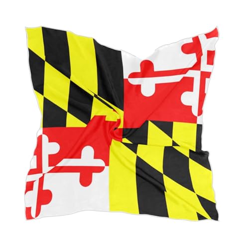 PMAIHNAS Women's Fashion Silk Scarf Maryland Flag Square Satin Headscarf Neck Scarf Head Hair Wraps