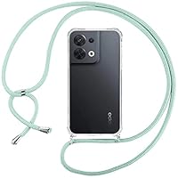 ISOI - Cover con Cordino compatibile con OPPO Reno 10 5G/Reno 10 Pro 5G, Regolabile Collana Tracolla Laccio Collo, Trasparente Custodia in Silicone TPU Morbido con Paraurti Airbag Antiurto - Verde