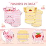 2 Pack Striped Small Dog T Shirt Cute Cherry Girl Dog Clothes for Small Dogs Cats Breatha ble Soft Cotton Pet Puppy Sleeveless Vest Spring Summer Doggy Outfits（Pink+Yellow,Large） - Image 5