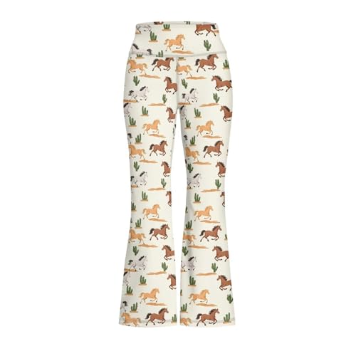 Horse Girls Flare Leggings Casual Bootcut Yoga Pants for Kids High Waisted Bell Bottoms for Summer Spring