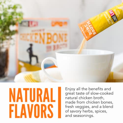 LonoLife Reduced Sodium Chicken Bone Broth Sticks: 10g Protein, Keto-Friendly - 10 Portable Servings