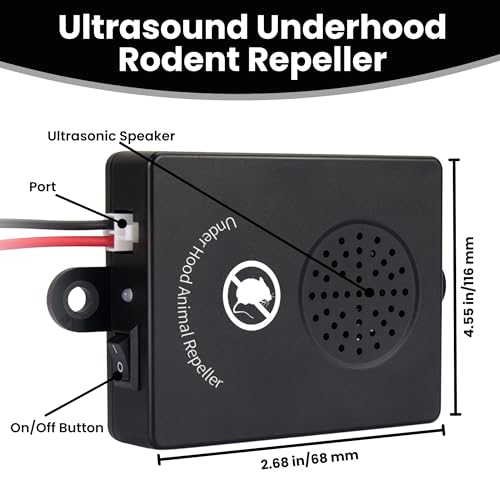 Image of MAK7 Ultrasonic Rat Repellent for car Engine | Underhood Rat Repellent for car Engine with Flashing LED Lights [VARAIBLE Frequency ] | Permanent Solution for Rats | Sleek Black| Easy Fitment|