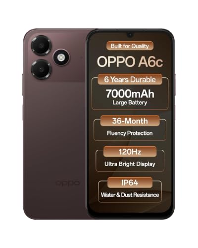 Image of OPPO A6c 4G (Stone Brown, 4GB RAM, 64GB Storage) | 7000mAh Long-Lasting Battery | 120Hz Ultra Bright Display | IP64 Protection | 13MP Camera -with No Cost EMI /Additional Exchange Offers | 7000mAh Long-Lasting Battery, 120Hz Ultra Bright Display, IP64 Protection, 13MP Camera