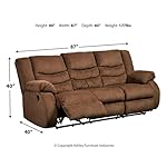 Signature Design by Ashley Tulen Upholstered Manual Pull-Tab Reclining Sofa, Dark Brown - Image 3