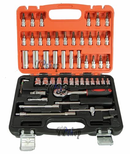 Topolenashop Set Chiavi A Bussola Con Cricchetto 53 Pezzi Chrome Vanadium In Valigetta