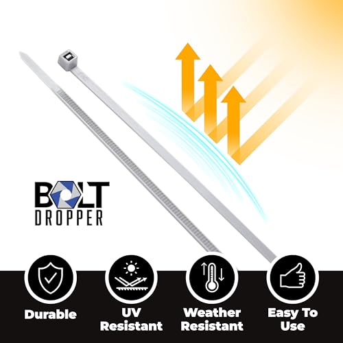Bolt Dropper Zip Ties Pack of 100-12'' Gray Heavy Duty Cable Ties - 40lb Strength Self-Locking Nylon Wire Ties - Weather-Resistant Zip Tie for Cable Management and Securing Various Items by Bolt Dropper - Used condition - Image 3