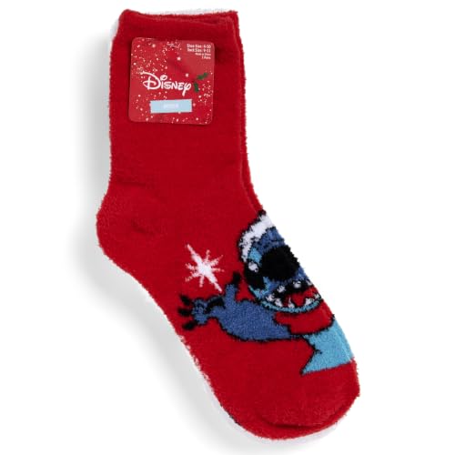 Image of Disney Women's Lilo & Stitch Holiday 2 Pack Mid Crew Fuzzy Slipper Socks