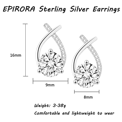 Pendientes de plata de ley EPIRORA con circonitas cúbicas para mujer 7