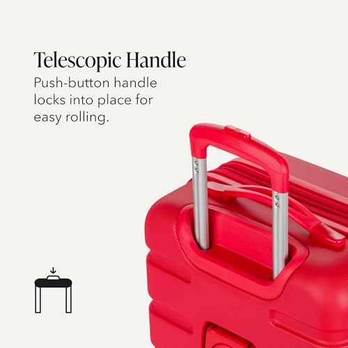 Image of SWISSGEAR Signature Hardside Expandable Carry-On Spinner Luggage, ABS Construction, TSA-Friendly Lock, and Built-In Cupholder, White, 19-Inch, Red, Carry-On 19-Inch, Signature Hardside Expandable