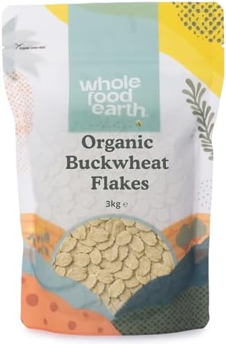 Wholefood Earth Organic Buckwheat Flakes – 3 kg | Raw | GMO Free | Vegan | Source of Fibre | Certified Organic