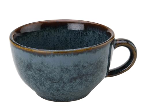 Image of Bodhi House Ceramic Soup and Coffee Wide Large Mug with Handle - Set of 1, 350 Ml Glossy Finish | Microwave Safe | for Maggi, Cappuccino, Latte, Green Tea - Reactive Blue