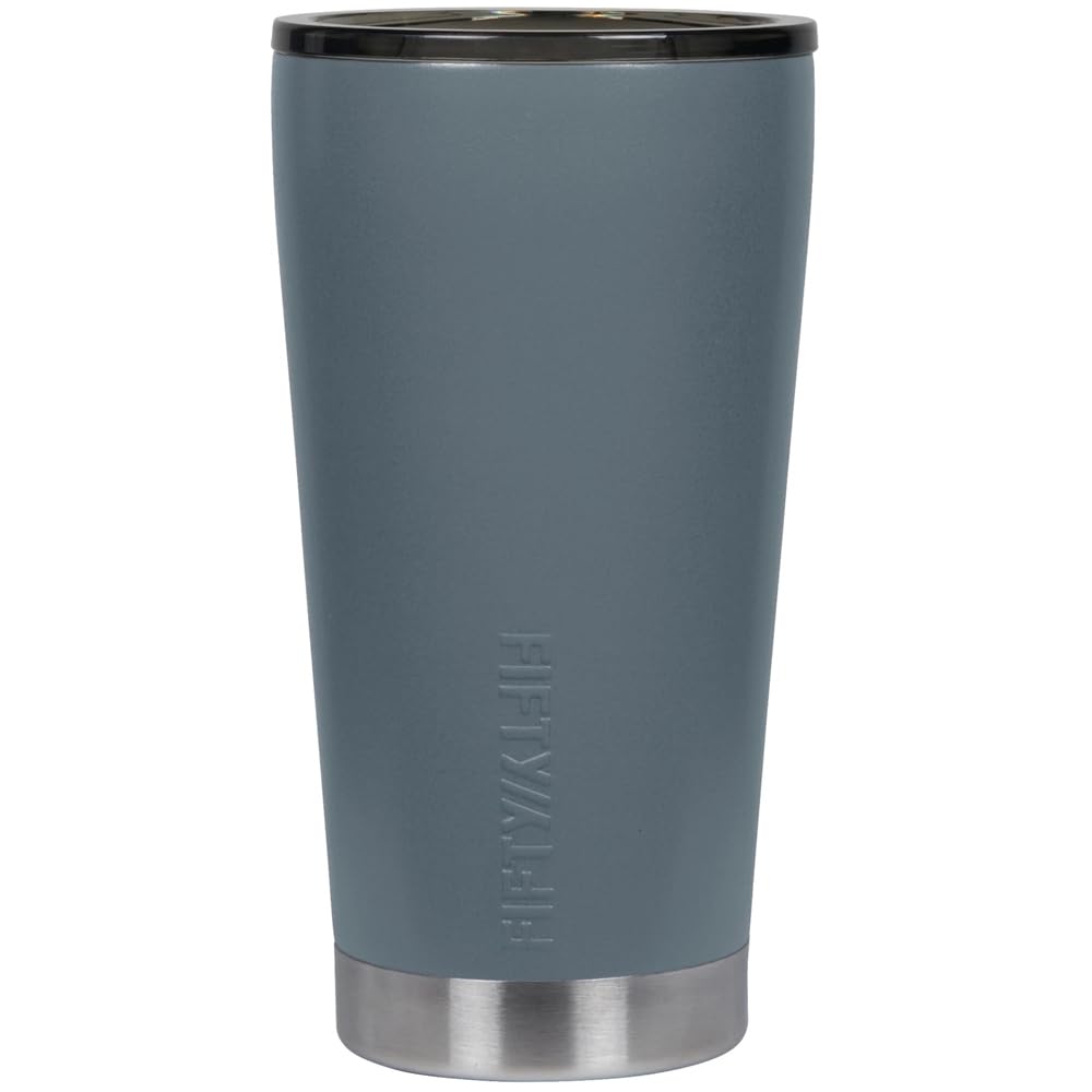 FIFTY/FIFTY Double Wall Vacuum Insulated Travel Tumbler, 16oz/473ml, Slate Grey