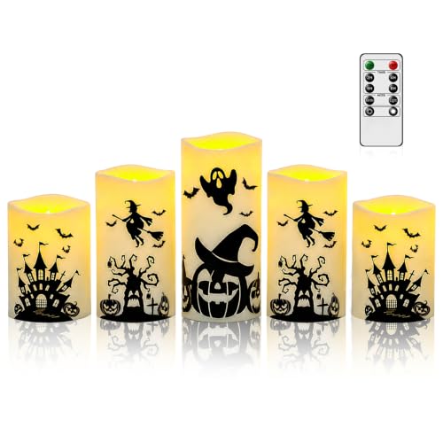 Halloween Flameless LED Pillar Candles --5 Pcs DROPS TO (works on Halloween) - image 1
