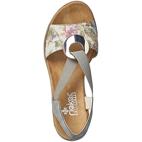 Image of Rieker 624H6 Fanni Women's Wedge Sandals - Lightweight, Comfortable and Supportive - Slip On Sandals with Cushioned Insole and High Wedge for Everyday Stylish Wear