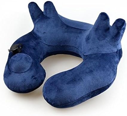 Big Sale! Inflatable Travel Neck Pillow for Airplane No Blow up Travel Pillow for Sale with Everlasting Comfort Neck Rest with Bag Dark Blue Color