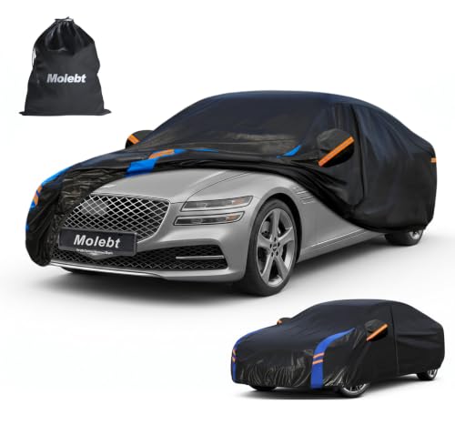 Image of Custom Fit Car Cover for Hyundai Genesis G80 (2017-2026), Upgraded Waterproof All Weather Outdoor Auto Cover with Driver Door Zipper & Mirror Pockets, UV /Snow /Dust Protection