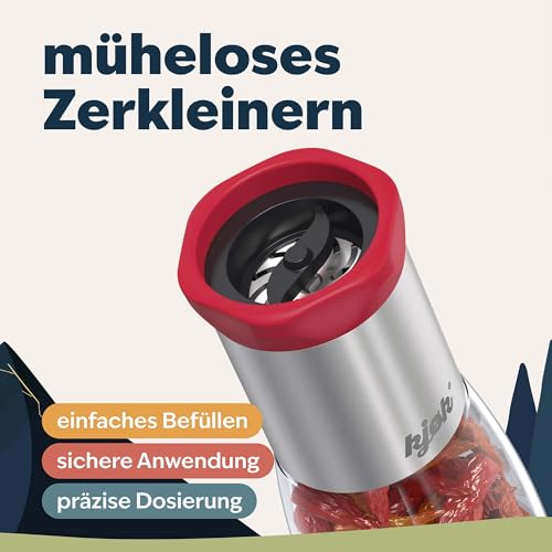 Foto von Gewürzmühle kjøk Chilimühle Edelstahl & Glas – 100 ml, Stahl-Schneidwerk