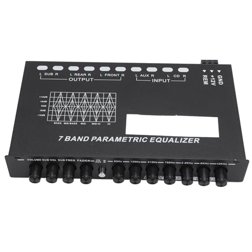 Ecualizador de audio para coche de 7 bandas Cuifati EQ regulable con ajuste de 50 Hz a 12 KHz