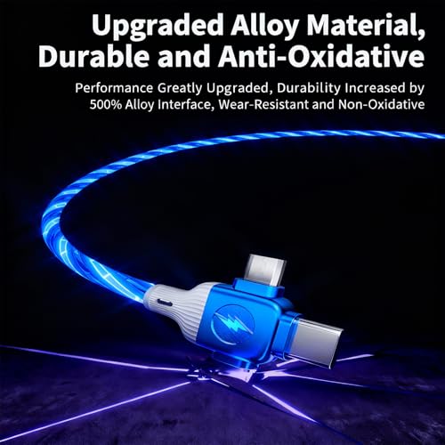 Image of AYI Blue Starry Sky USB Charging Cable Cross Edition, 6-in-1 Multi Charger Cord 39in, Glowing LED Data Sync Wire, Tangle-Free PVC, Smart Trickle Charge Chip, Compatible with Virtually All Devices.