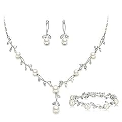 Necklace+Earrings+Bracelet_Clear Silver-Plated-Brass