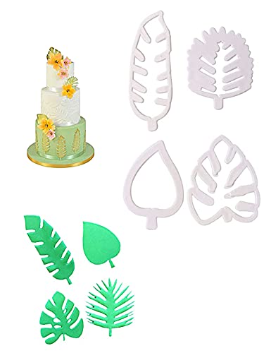 Tropische Blätter Ausstechformen Set - 4 Stück Dekorierform Keksblatt Mini Ausstecher für DIY Dekorative Backwerkzeuge (Tropisches Blatt) Cover