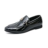 Santimon Mens Penny Loafers Croc Leather Business Dress Slip on Loafer Shoes for Men Suitable for Daily, Business & Wedding Wear Black 9.5 US