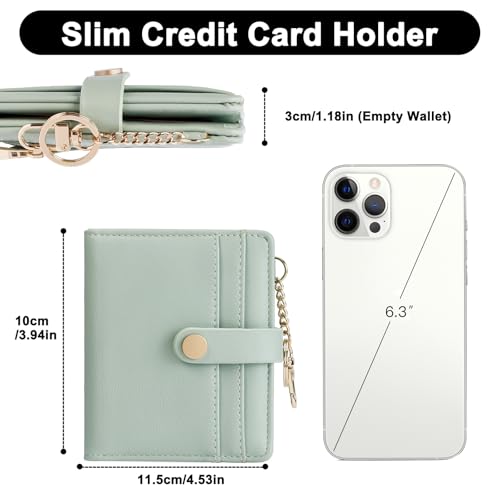 Image of Small Wallet Women Slim Bifold RFID Blocking PU Leather Card Holder Wallets with Change Pocket ID Window