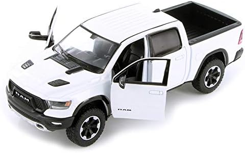 2019 RAM 1500 Rebel Crew Cab Pickup Truck White 1/24 Diecast Model Car by Motormax 79358