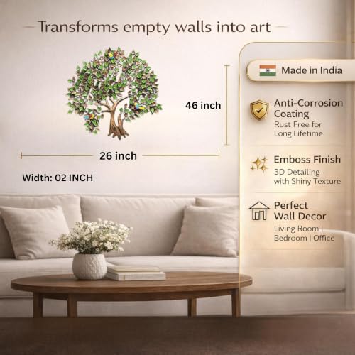 Image of Bharat Art Metal Iron ASPEN TREE Wall Art Decor for Living room Home Bedroom Cafe Interior Decorative | Elegant Wall Hanging Sculpture | Multicolor | 37x3x37 Inch| CW-046