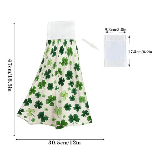 St-Patricks-Day-Kitchen-Towels-with-Hanging-Loop-Highly-Absorbent-Clover-Leaves-Towels-Set-of-2-Lightweight-Breathable-St-Patricks-Day-Dish-Towels-for-Bathroom-Cafe-Bar-Kitchen-185X-12-Inch St Patricks Day Kitchen Towels with Hanging Loop Highly Absorbent Clover Leaves Towels Set of 2 Lightweight Breathable St Patricks Day Dish Towels for Bathroom Cafe Bar Kitchen 185X 12 Inch