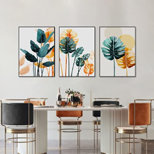 Plantes nordiques toile peinture abstraite monstera affiche murale
