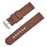 Correa de Reloj de Nailon for Hombre y Mujer, Correa de Lona de Repuesto de liberación rápida, Correa Universal Buzz Cut(Brown,22mm)