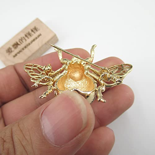 Xxx, 45X60Mm Yellow Gold Plated Copper Bee Insect Bumble Bee Brooch #TOP3